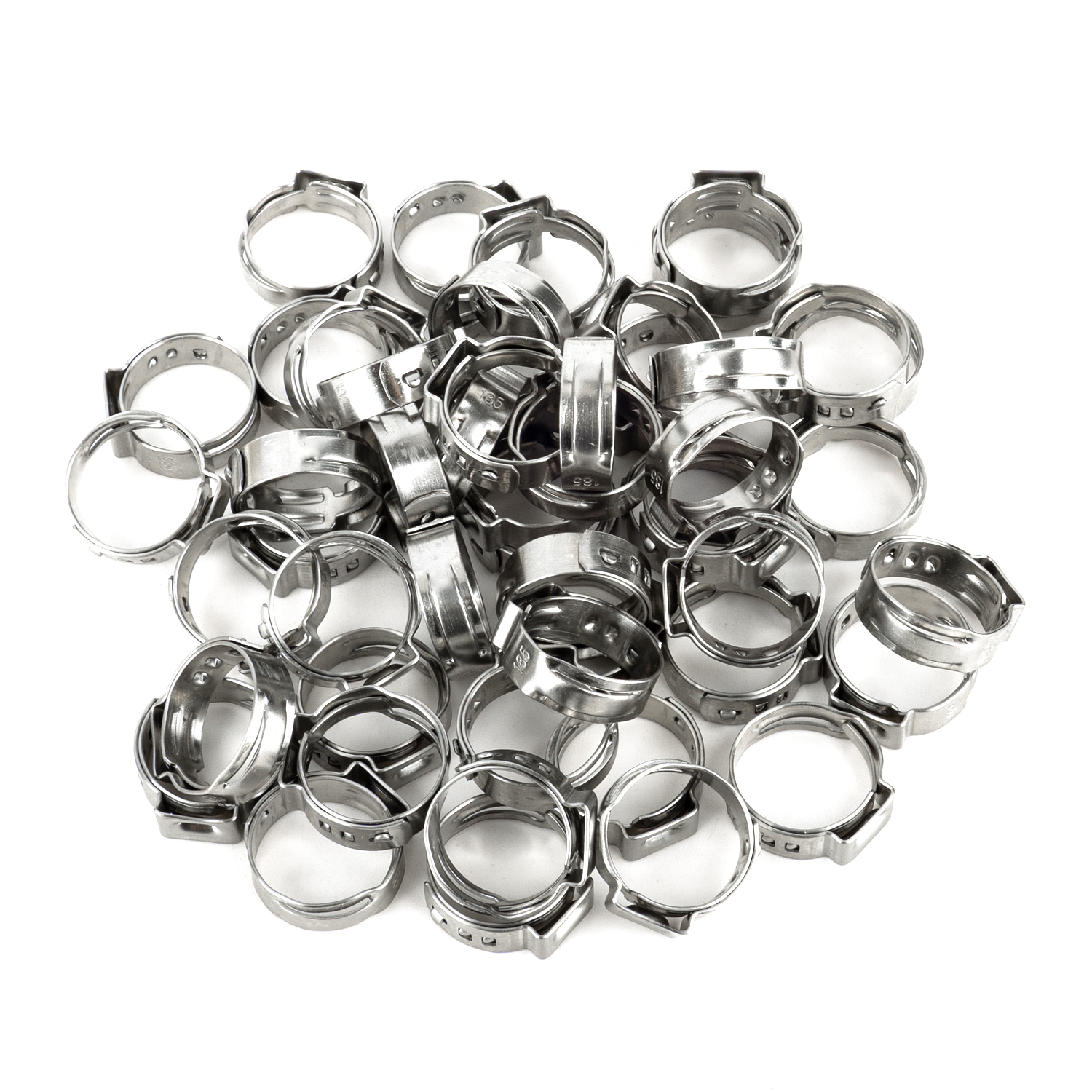 SELIKOUR 51 Pieces 15.3-18.5mm Single Ear Hose Clamps, 304 Stainless Steel